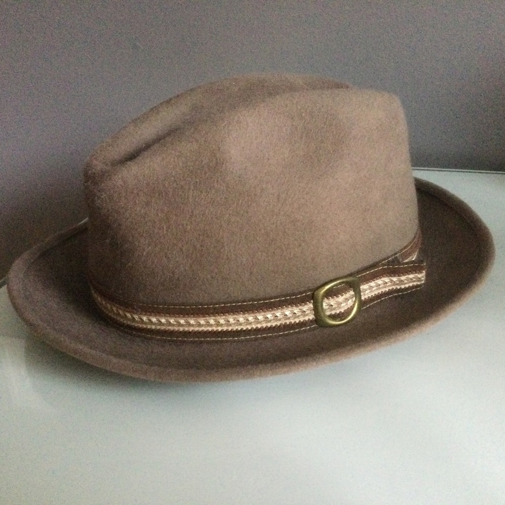 Vintage Taupe Fedora Hat by Stevens